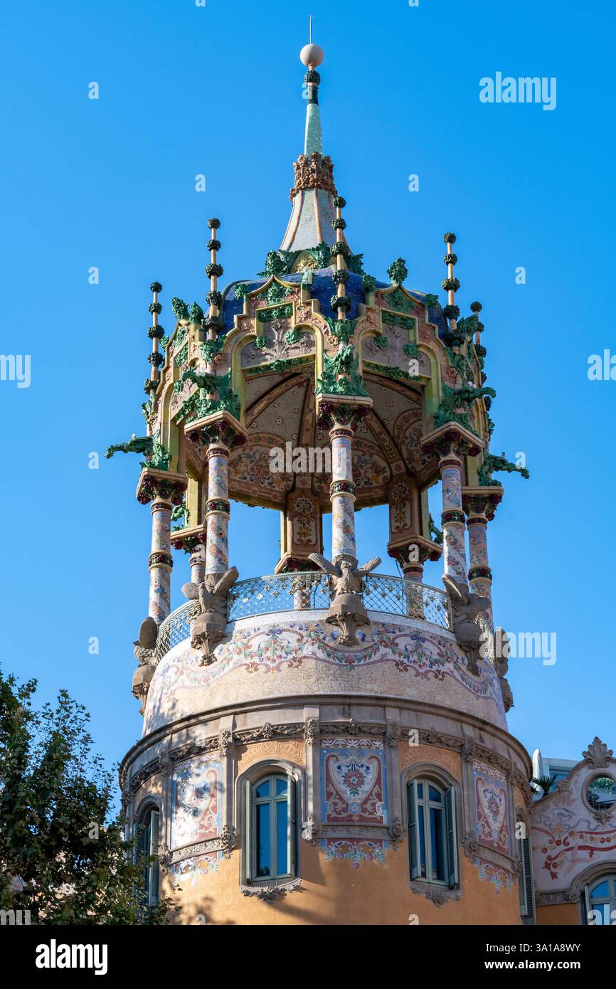 Torre Andreu, edificio modernista decorato, Barcellona, Spagna Foto Stock