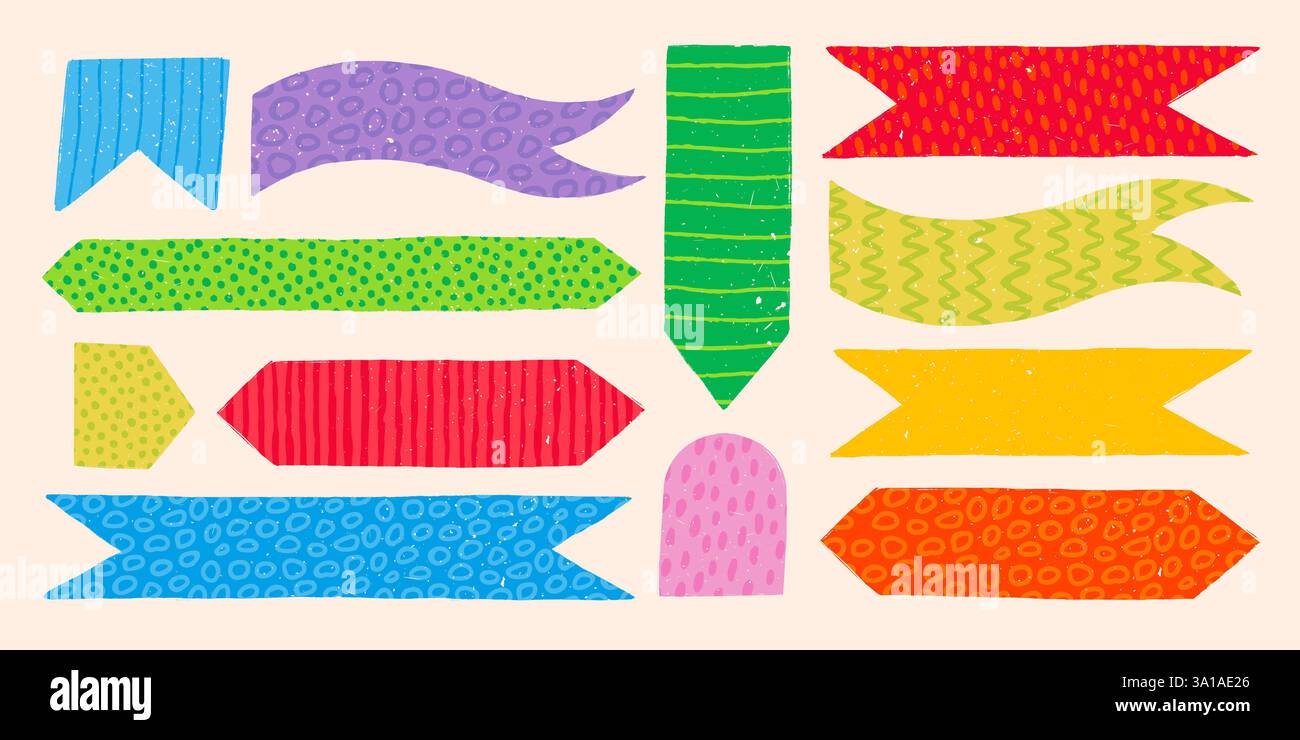 Segnalibri di memo vettoriale per notebook o diario con motivi infantili Illustrazione Vettoriale