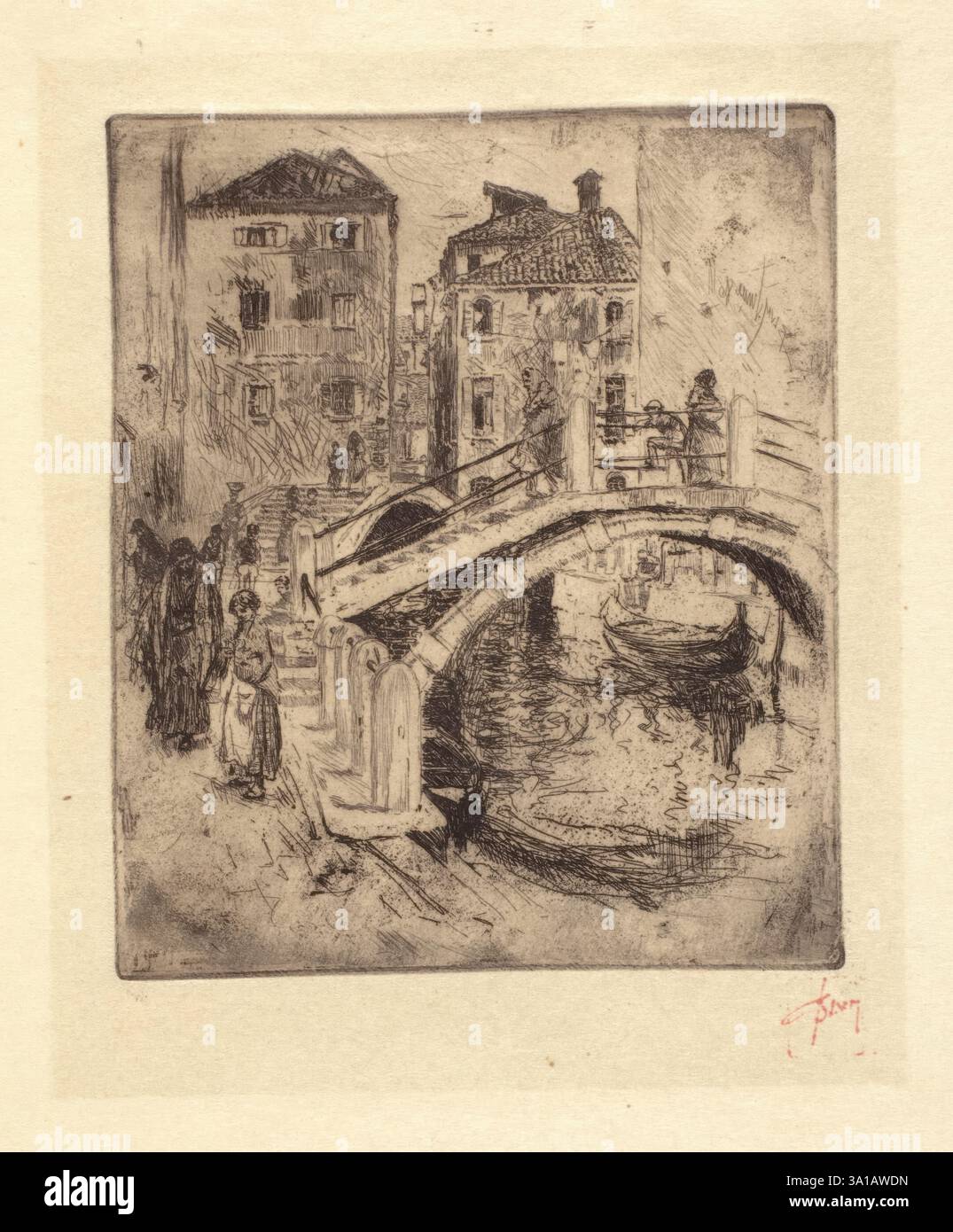 Venetian Canal and Bridge, 1886. Foto Stock