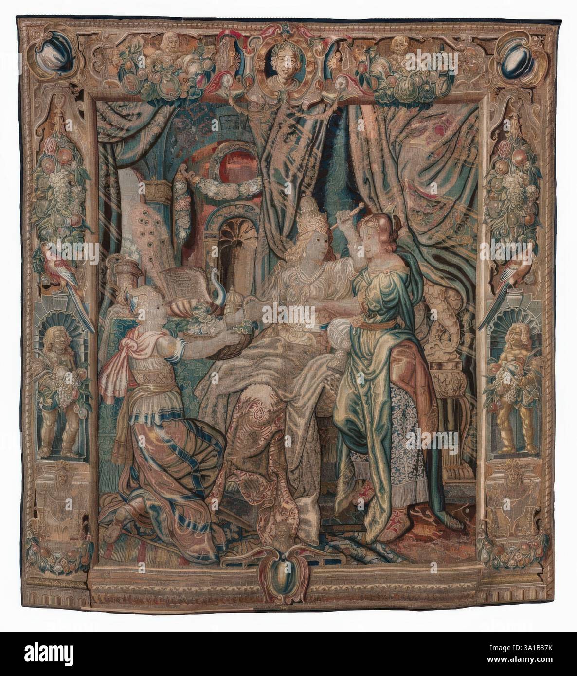 Arazzo (Cleopatra muore alla tomba di Antonio), c1600-1640. Foto Stock