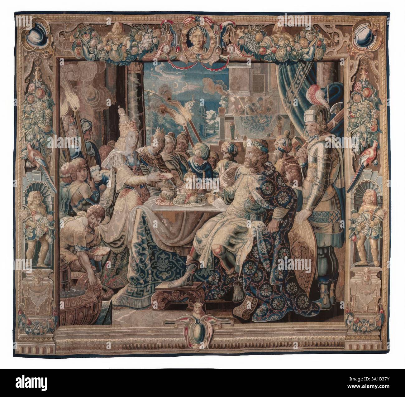 Arazzo (serie Anthony e Cleopatra: Cleopatra intrattiene Antonio), intorno al 1640. Foto Stock
