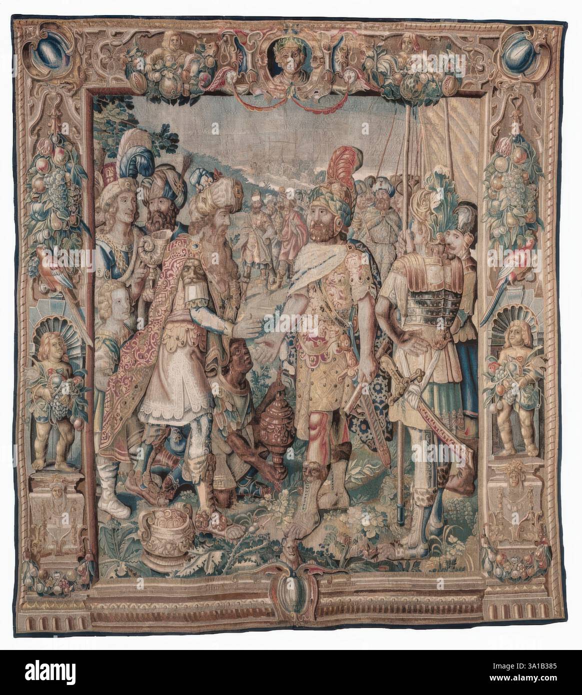 Arazzo (Antonio e Cleopatra Series: Antonio vince l'unica vittoria romana sui parti), c1600-1623. Foto Stock