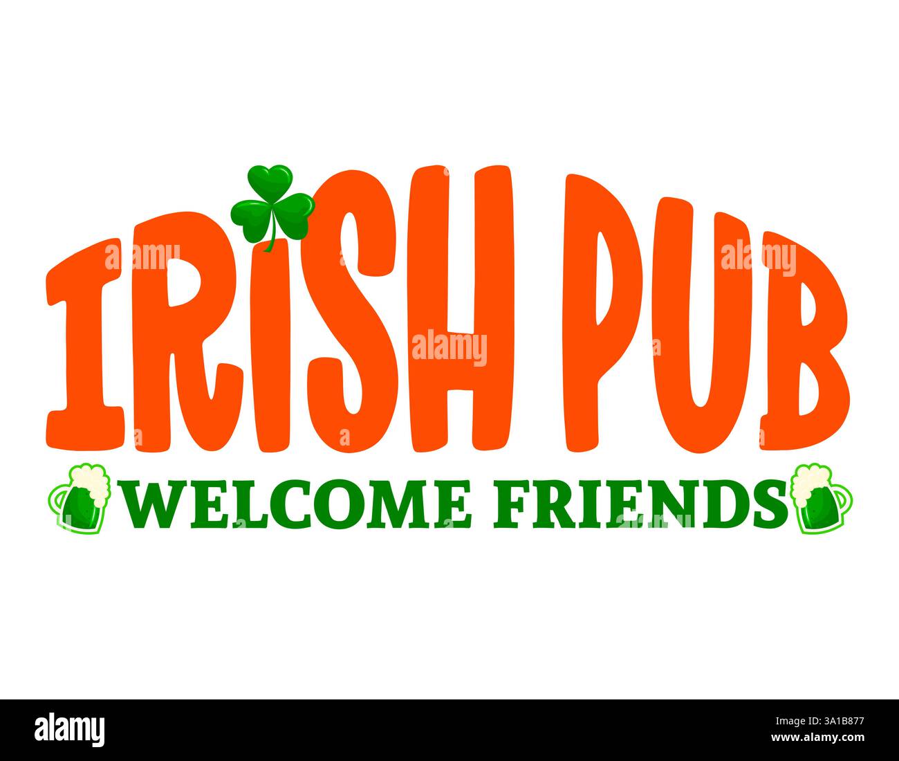 Pub irlandese - benvenuto amico. Decorazioni delle porte dei pub Illustrazione Vettoriale