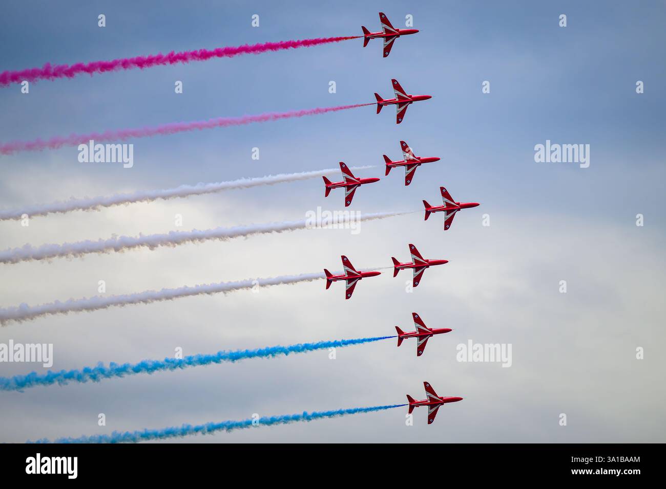 Frecce rosse che praticano a Lossiemouth Foto Stock