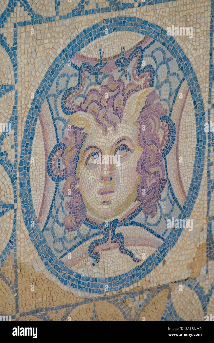 Efeso, Turchia, Turkiye. Roman Terrace House, Mosaico piano Medusa. Foto Stock
