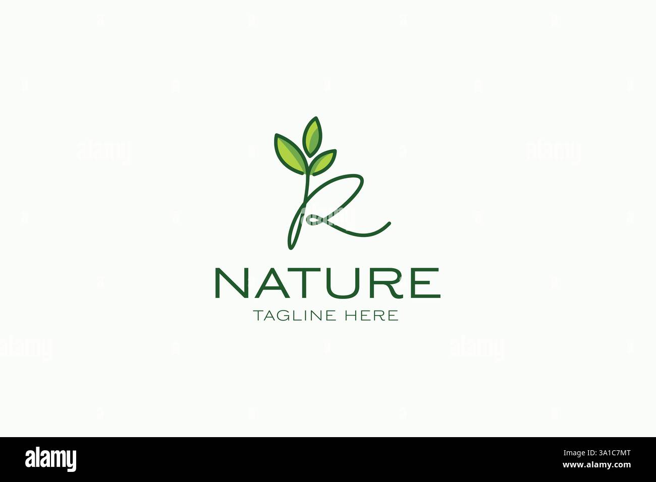 Logo monogramma Letter R e Leaf per Business Nature Elegant Organic Modern Branding Illustrazione Vettoriale