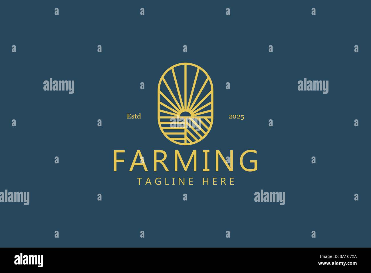 Logo Sunny Farm simbolo di agricoltura sana e sostenibile Illustrazione Vettoriale