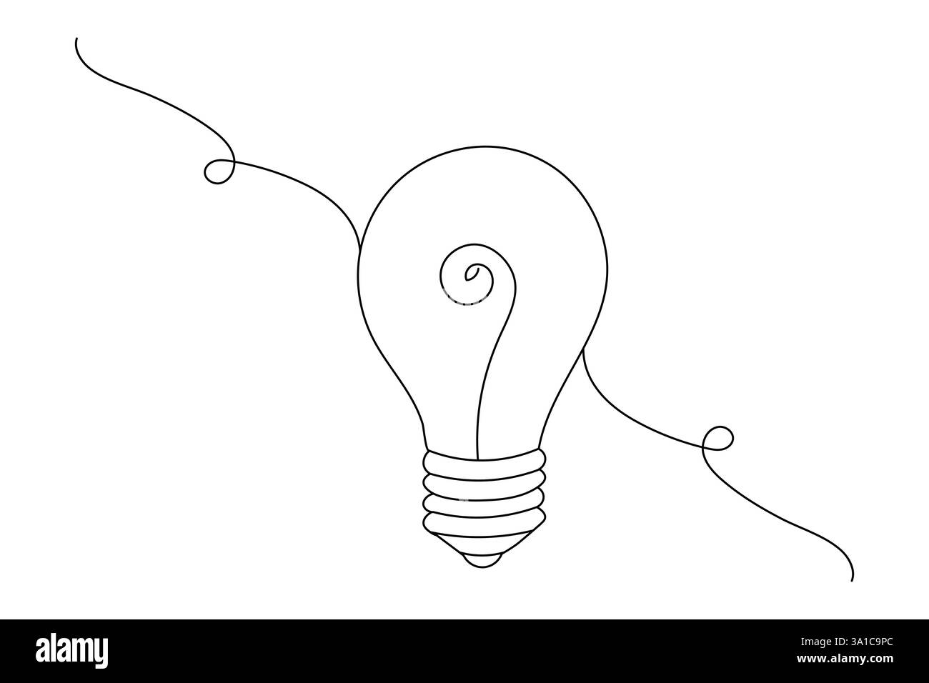 Immagine del simbolo della lampadina ART a una linea continua e illustrazione del disegno vettoriale isolato dalla creatività Illustrazione Vettoriale