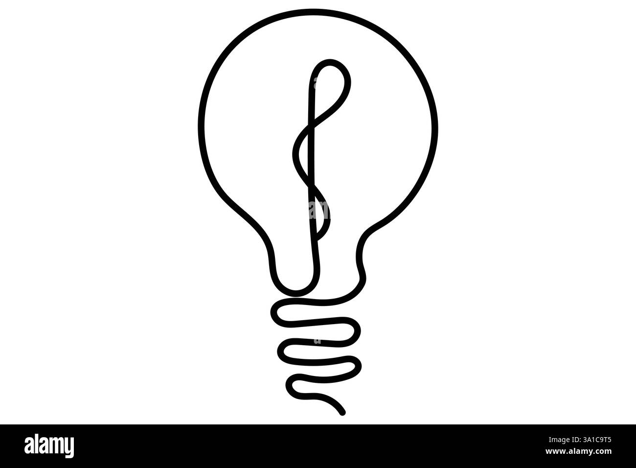 Immagine del simbolo della lampadina ART a una linea continua e illustrazione del disegno vettoriale isolato dalla creatività Illustrazione Vettoriale