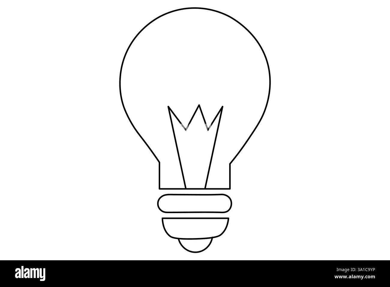 Immagine del simbolo della lampadina ART a una linea continua e illustrazione del disegno vettoriale isolato dalla creatività Illustrazione Vettoriale