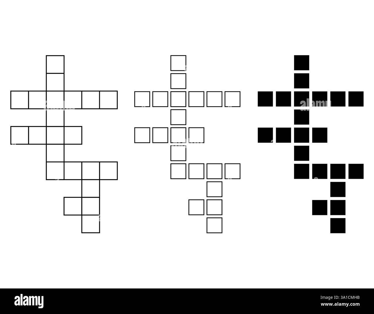Set di icona concetto Crossword, grafica cross Word, illustrazione vettoriale web flat . Illustrazione Vettoriale