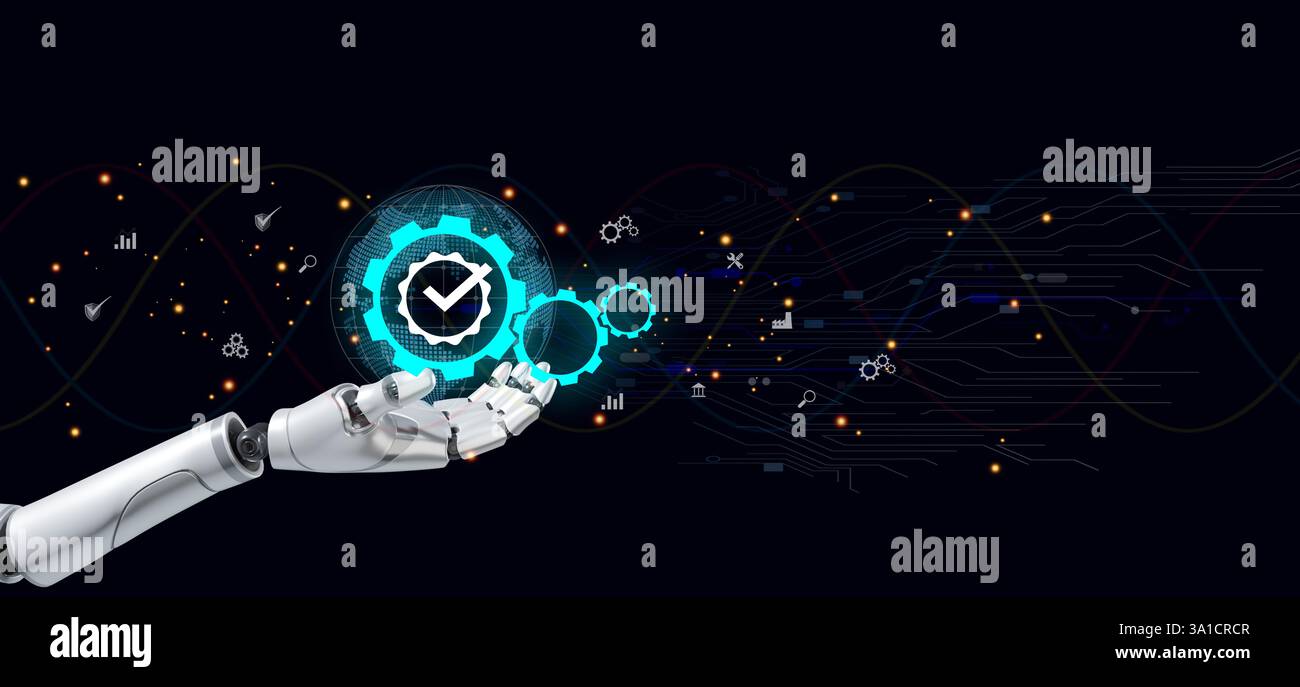 Robot e la qualità del futuro settore manifatturiero produzione avanzata Foto Stock
