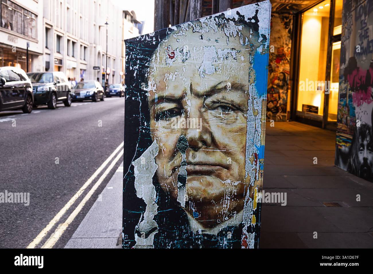 Urban Street Art Ritratto di Winston Churchill. Londra, Regno Unito, 2 settembre 2023 Foto Stock