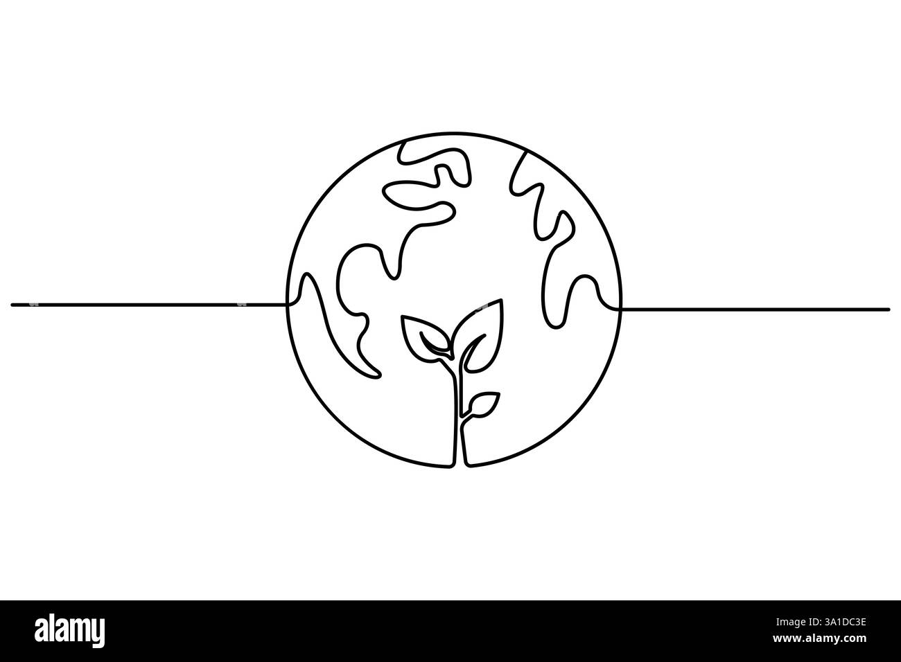 Ecologia disegno continuo continuo su una linea di grafica vettoriale isolata Illustrazione Vettoriale