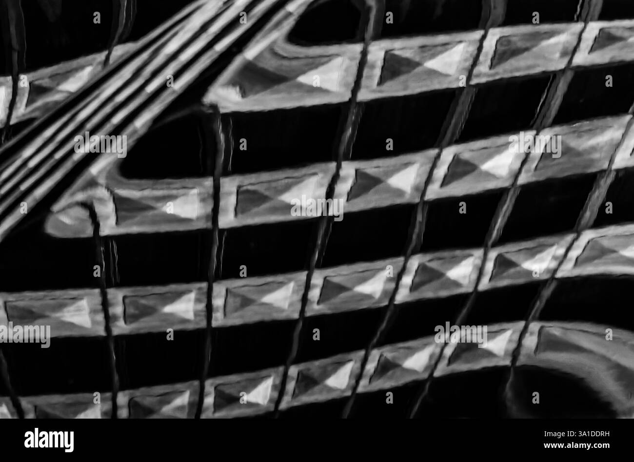 Riflessioni astratte – architettura moderna su cofano auto Foto Stock