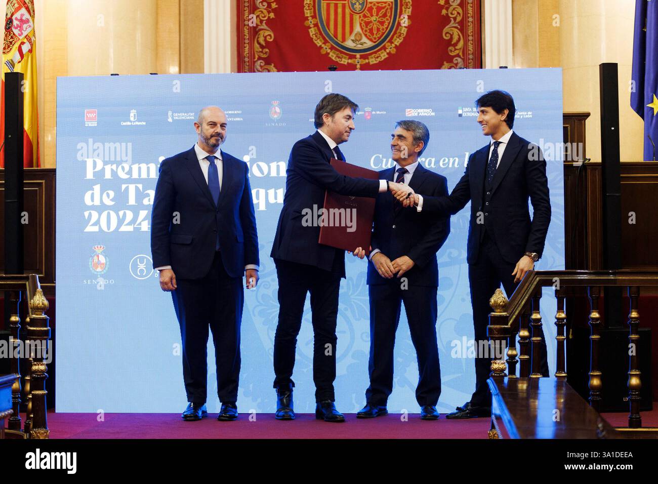Madrid, 03/03/2025. 2024 National Bullfighting Award al regista Albert Serra al Senato. Foto: Isabel Permuy. ARCHDC. Crediti: Album / Archivo ABC / Isabel B. Permuy Foto Stock