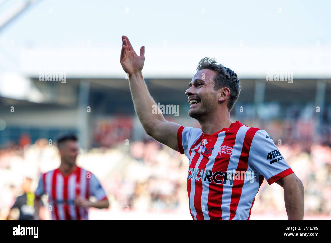 CRACOVIA, POLONIA, 8 marzo 2025, Una partita di calcio nel PKO BP Ekstraklasa di primo livello tra CRACOVIA E RADOMIAK RADOM, OP: MIKKEL MAIGAARD crediti: Piotr Front/Alamy Live News Foto Stock