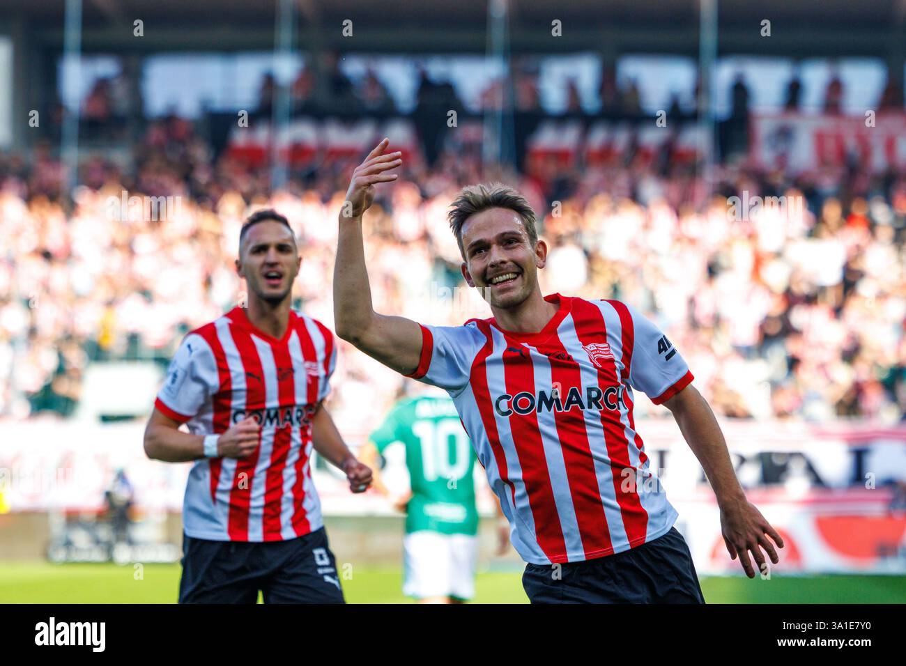 CRACOVIA, POLONIA, 8 marzo 2025, Una partita di calcio nel PKO BP Ekstraklasa di primo livello tra CRACOVIA E RADOMIAK RADOM, OP: MIKKEL MAIGAARD crediti: Piotr Front/Alamy Live News Foto Stock