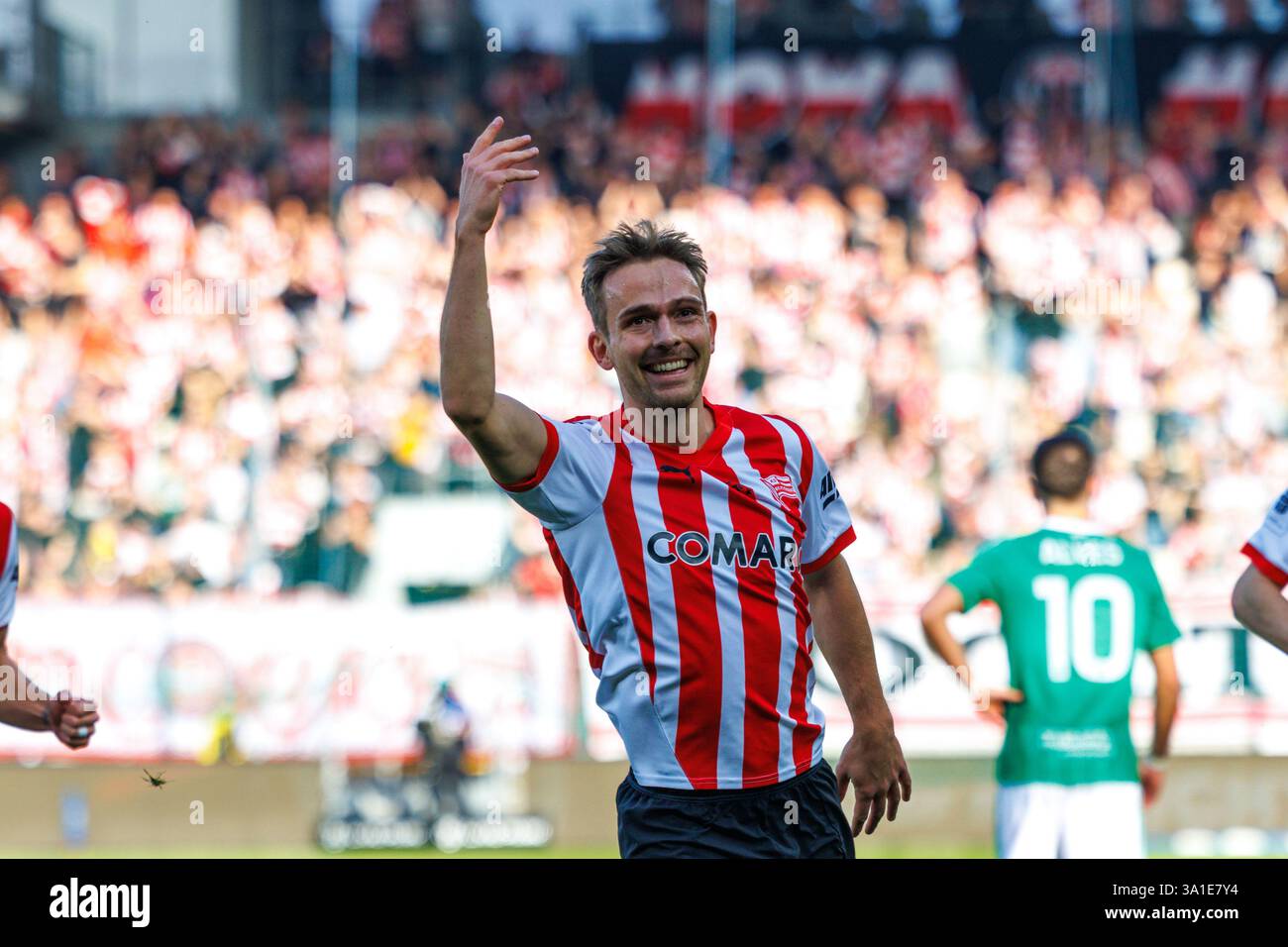 CRACOVIA, POLONIA, 8 marzo 2025, Una partita di calcio nel PKO BP Ekstraklasa di primo livello tra CRACOVIA E RADOMIAK RADOM, OP: MIKKEL MAIGAARD crediti: Piotr Front/Alamy Live News Foto Stock