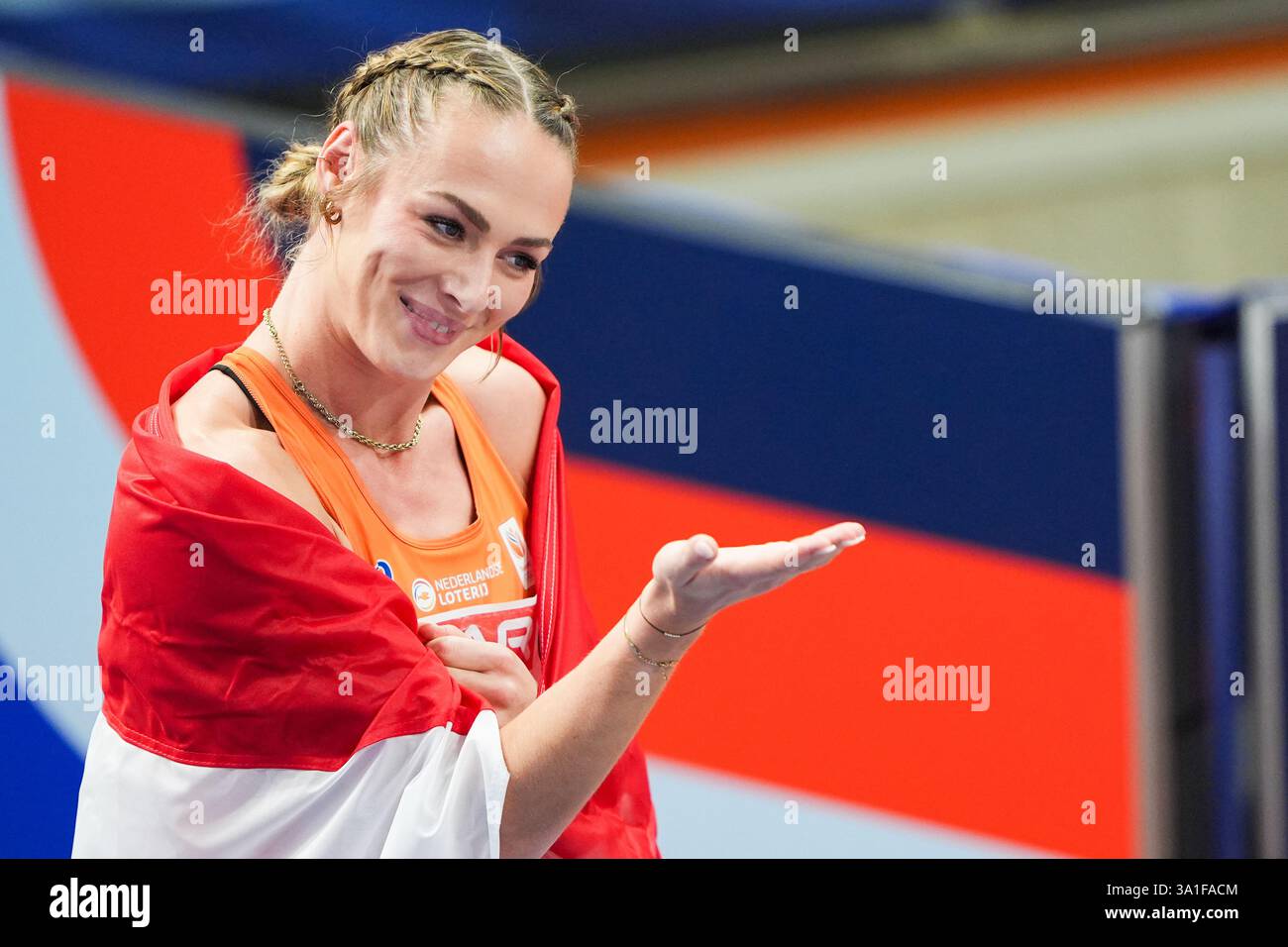 Apeldoorn, Paesi Bassi. 8 marzo 2025. APELDOORN, PAESI Bassi - 8 MARZO: Lieke Klaver dei Paesi Bassi durante i Campionati europei di atletica leggera indoor 2025 ad Omnisport l'8 marzo 2025 ad Apeldoorn, Paesi Bassi. (Foto di Andre Weening/Orange Pictures) credito: Orange Pics BV/Alamy Live News Foto Stock