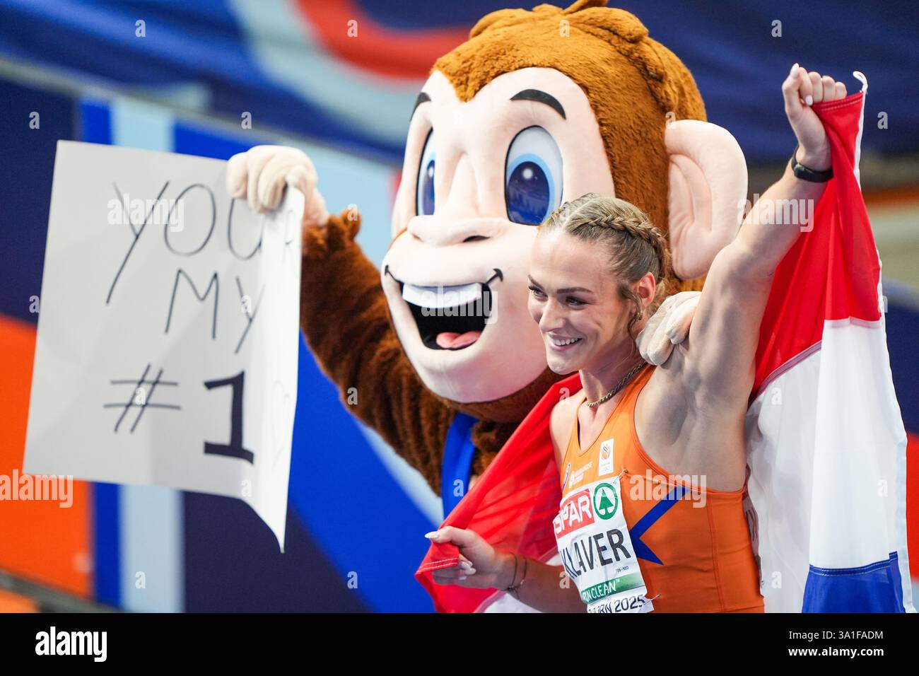 Apeldoorn, Paesi Bassi. 8 marzo 2025. APELDOORN, PAESI Bassi - 8 MARZO: Lieke Klaver dei Paesi Bassi durante i Campionati europei di atletica leggera indoor 2025 ad Omnisport l'8 marzo 2025 ad Apeldoorn, Paesi Bassi. (Foto di Andre Weening/Orange Pictures) credito: Orange Pics BV/Alamy Live News Foto Stock
