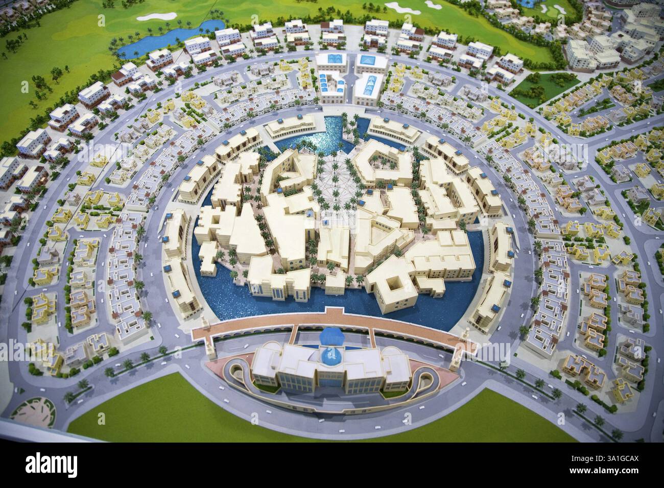 Villaggio Globale di proprietà di Dubai model look un simile motivo grafico Foto Stock