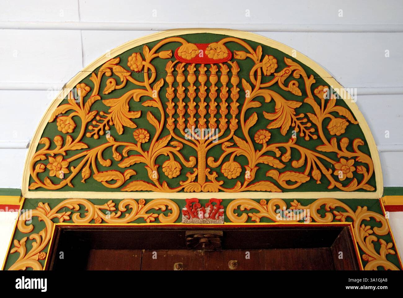 Sinagoga ebraica raffigurante l'armonia culturale, Kottayil Kovilakom a Chendamangalam è un piccolo villaggio nel Paravur taluka, distretto di Ernakulum, KE Foto Stock