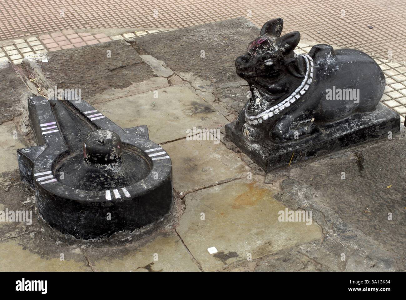 Pindi e Nandi, Lord Shiva, Rankala VES, Kolhapur, Maharashtra, India, Asia Foto Stock