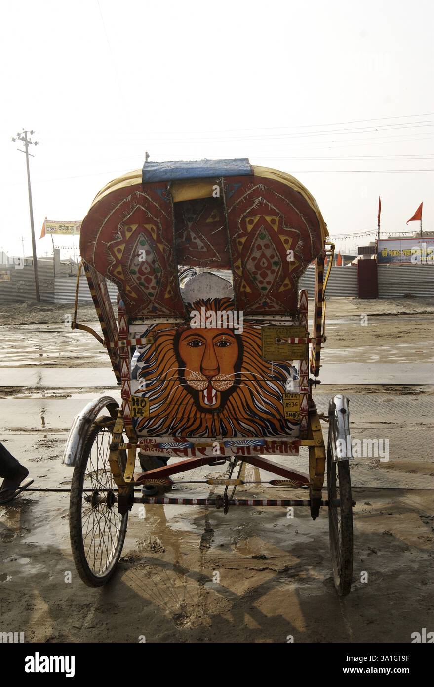 Risciò in bicicletta in attesa di passeggeri a, India, Asia Foto Stock