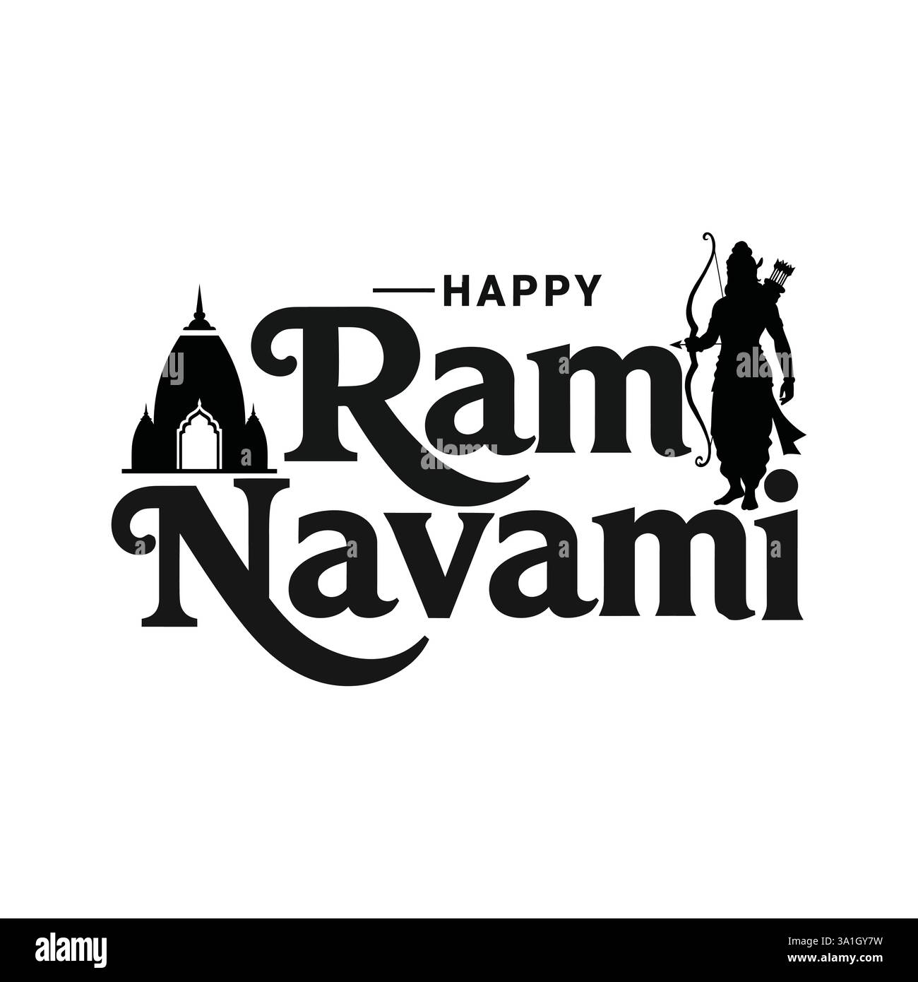 Felice festival RAM Navami dell'India. Felice RAM Navami tipografia grafica vettoriale . Festival di Lord Shree RAM Navami Concept . Illustrazione Vettoriale