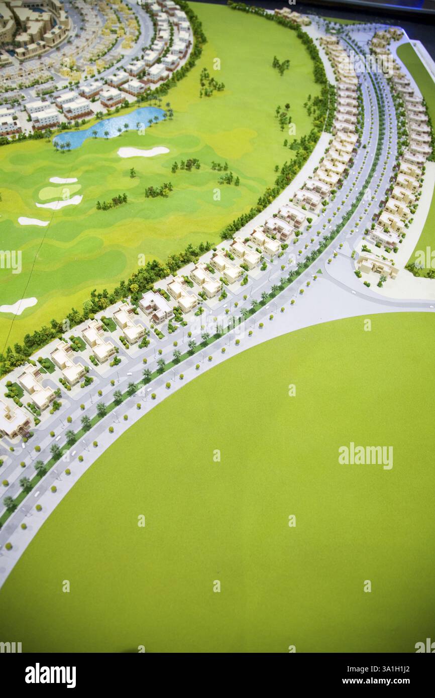 Villaggio Globale di proprietà di Dubai model look un simile motivo grafico Foto Stock