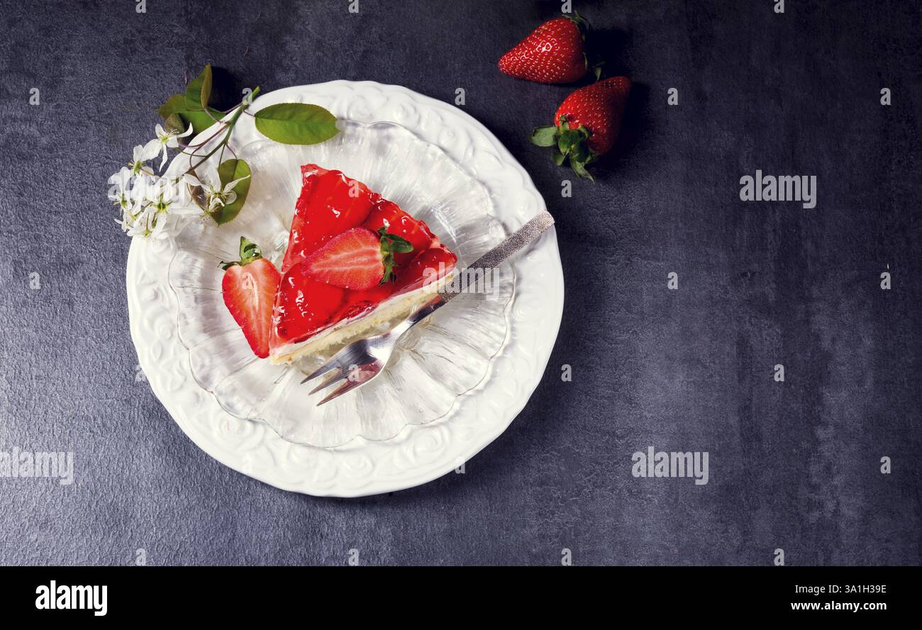 Fragole e panna di panelli Foto Stock