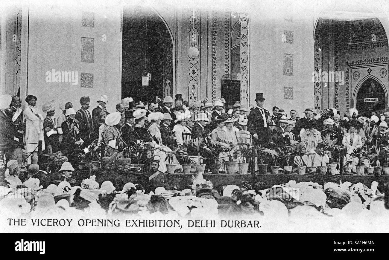 Vecchia foto della mostra inaugurale del viceré, Delhi durbar, India, Asia Foto Stock