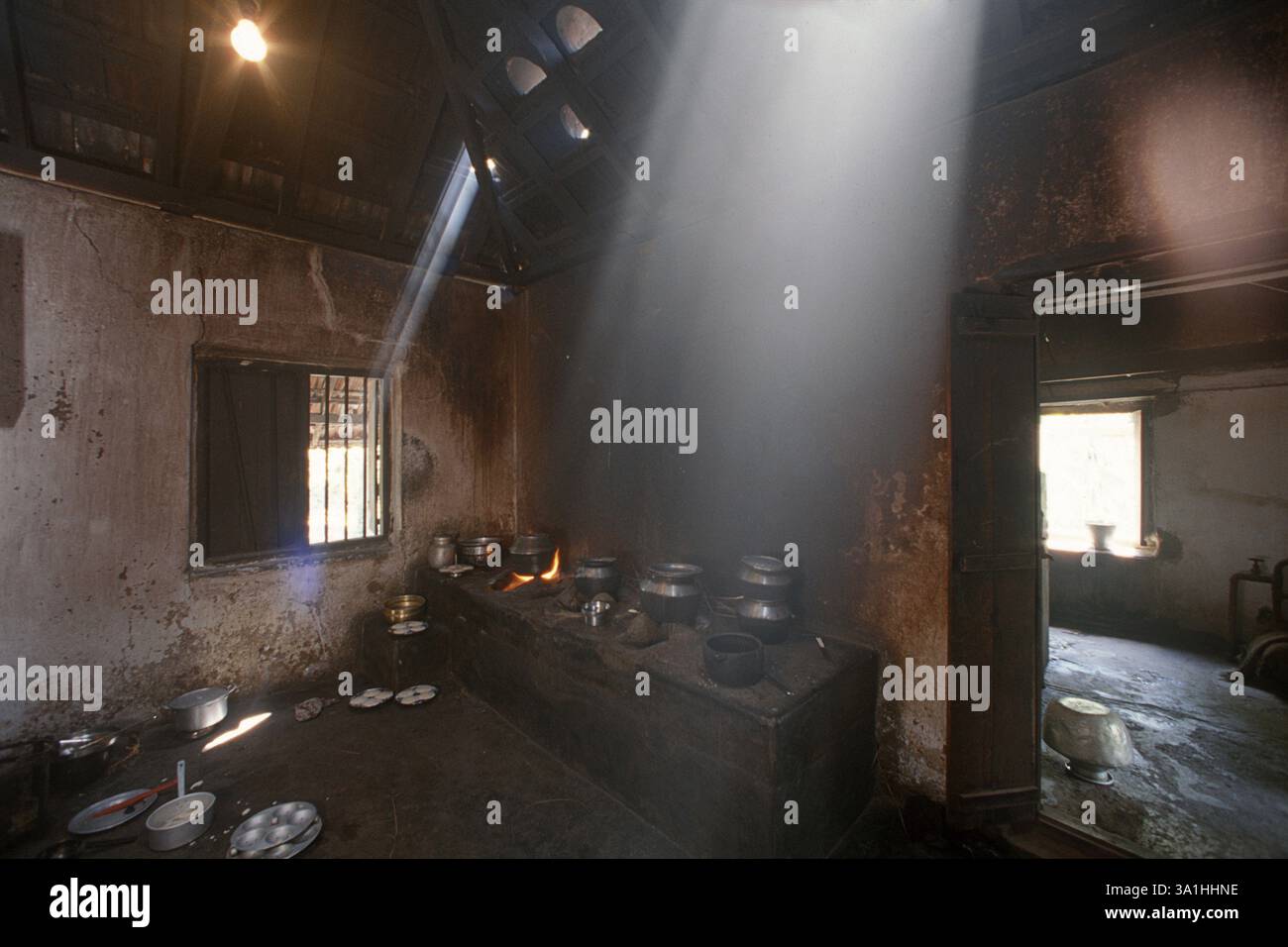 Kitchen Tharvad House Kalparti a Kerala, India, Asia Foto Stock