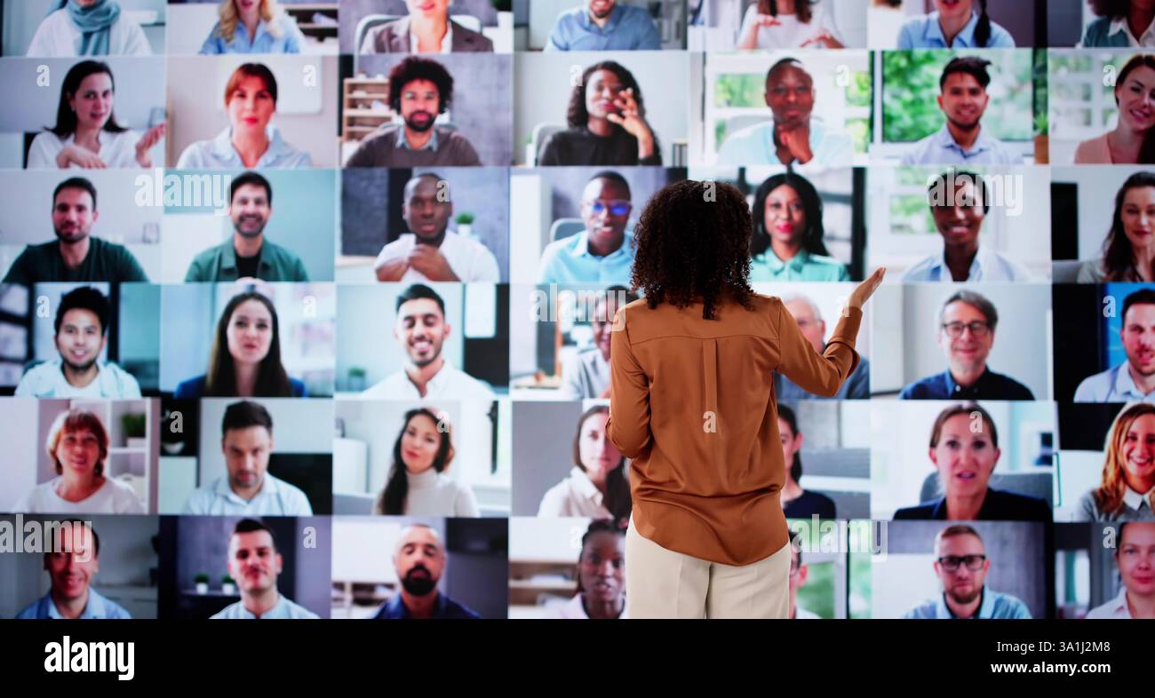 Evento online Live Conference con pubblico virtuale Foto Stock