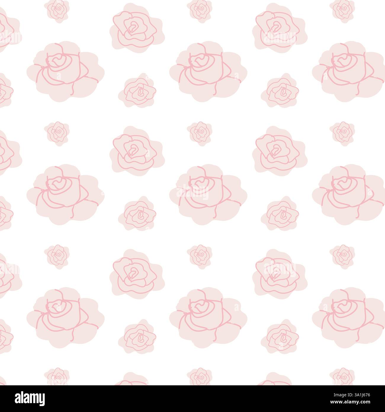 Motivo rosa senza cuciture su sfondo bianco per un elegante design in tessuto. Illustrazione Vettoriale