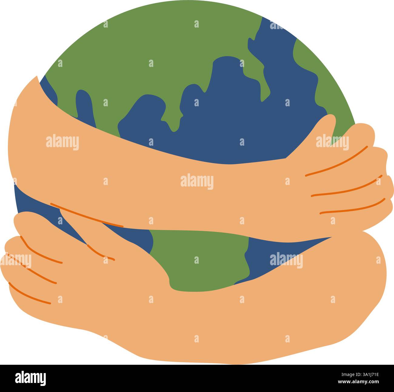 Abbracciare la terra: Simbolo dell'unità globale e della tutela dell'ambiente. Illustrazione Vettoriale