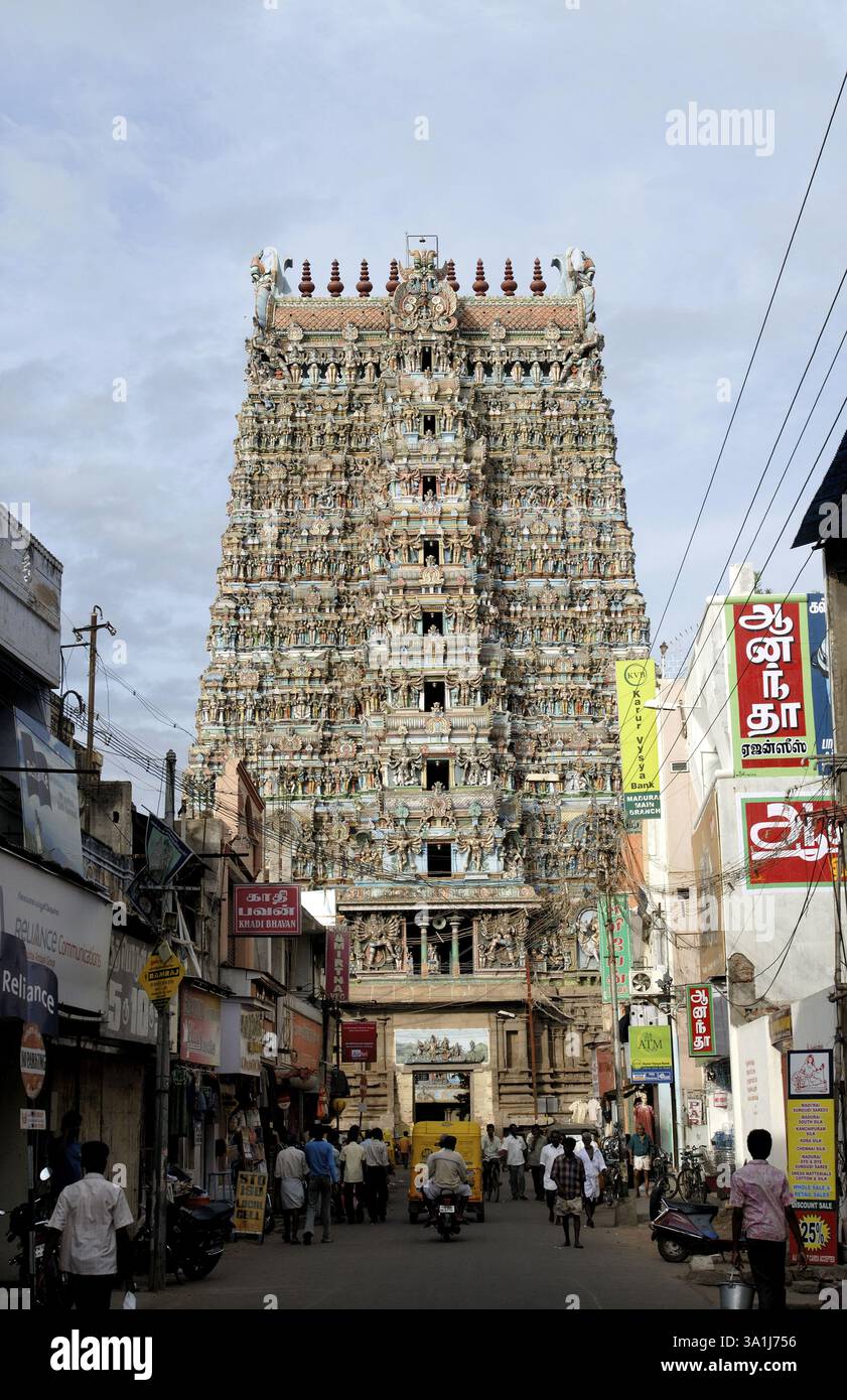 Tempio di Sri Meenakshi Amman, Madurai, Tamil Nadu, India, Asia Foto Stock