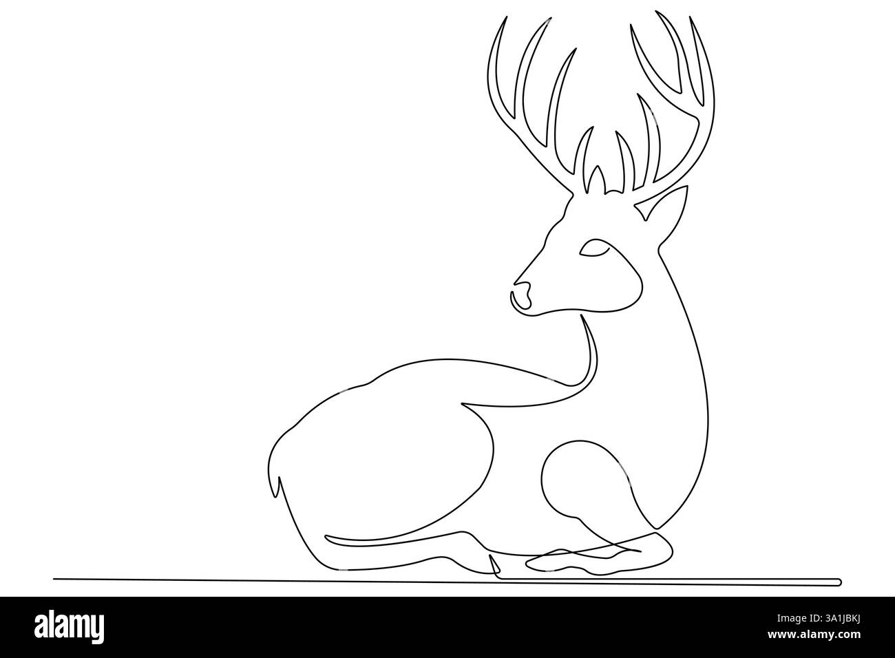 Disegno continuo di una linea di renne animali selvatici cervi e giornata mondiale degli animali, vettore di Natale Illustrazione Vettoriale