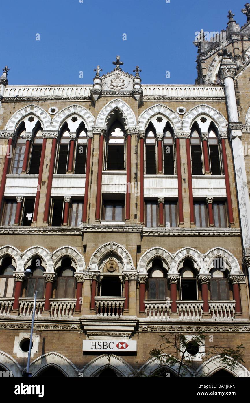 J N Petit Library Heritage Building e HSBC Bank Building, Bombay Naw Mumbai, Maharashtra, India, Asia Foto Stock