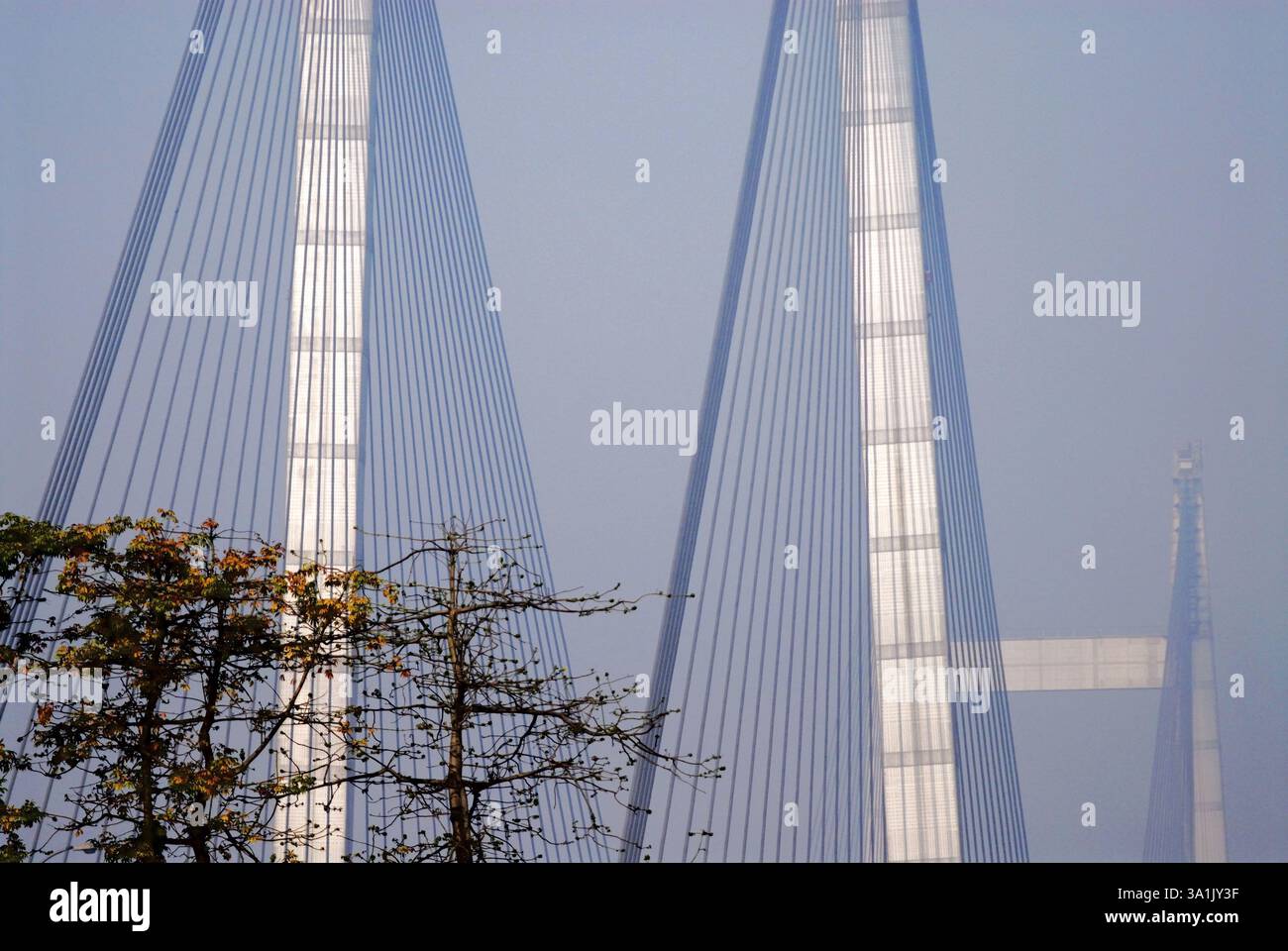 Vidyasagar setu o secondo ponte Hooghly (nuovo ponte), Calcutta, Bengala Occidentale, India, Asia Foto Stock