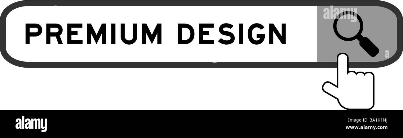 Cerca banner in Word design premium con icona di lente di ingrandimento a mano su sfondo bianco Illustrazione Vettoriale