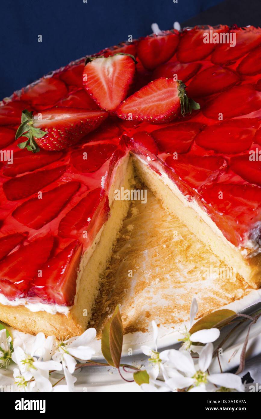 Fragole e panna di panelli Foto Stock