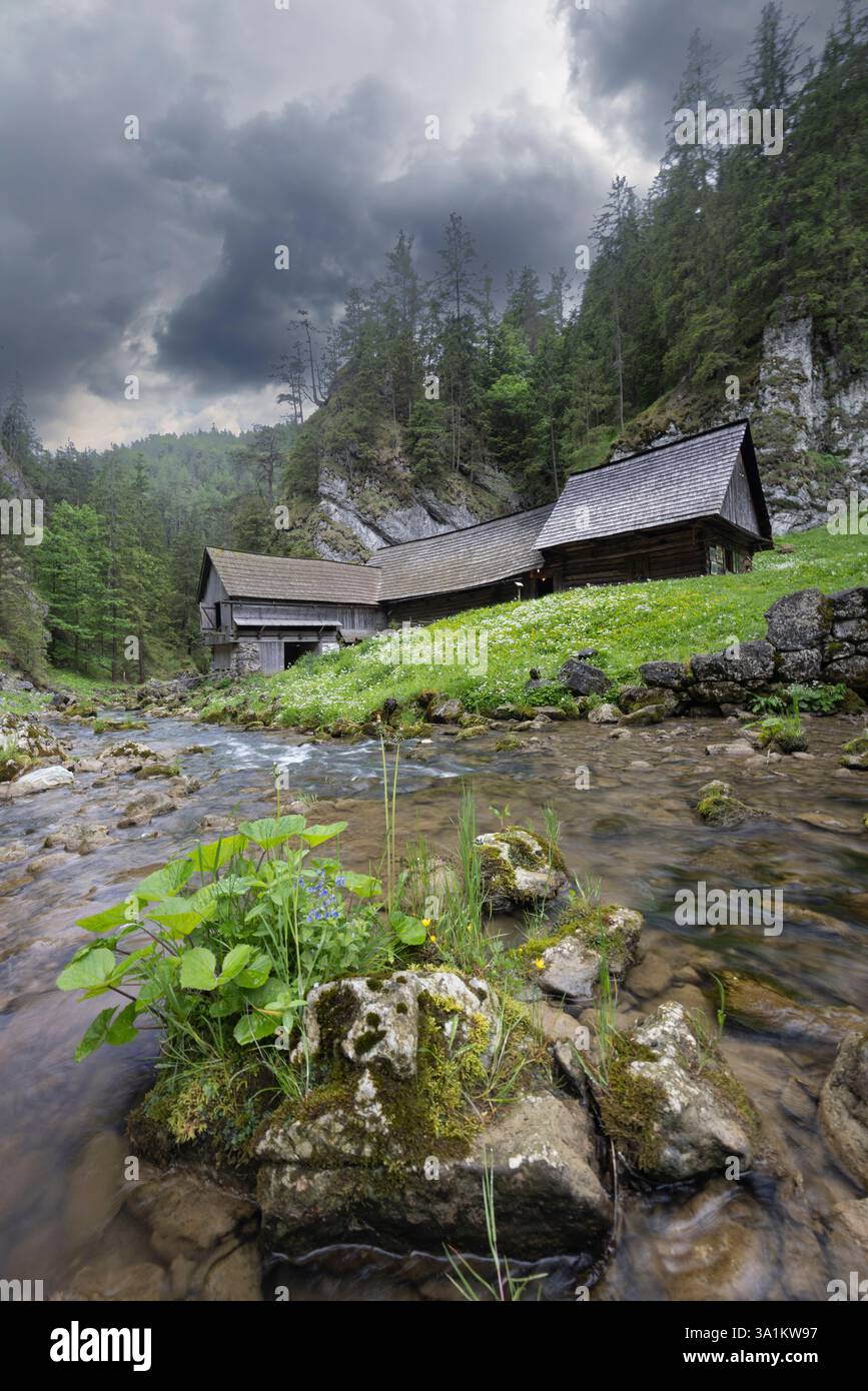 Mulini ad acqua Oblazy vicino a Kvacany, valle Kvacianska, Slovacchia Foto Stock