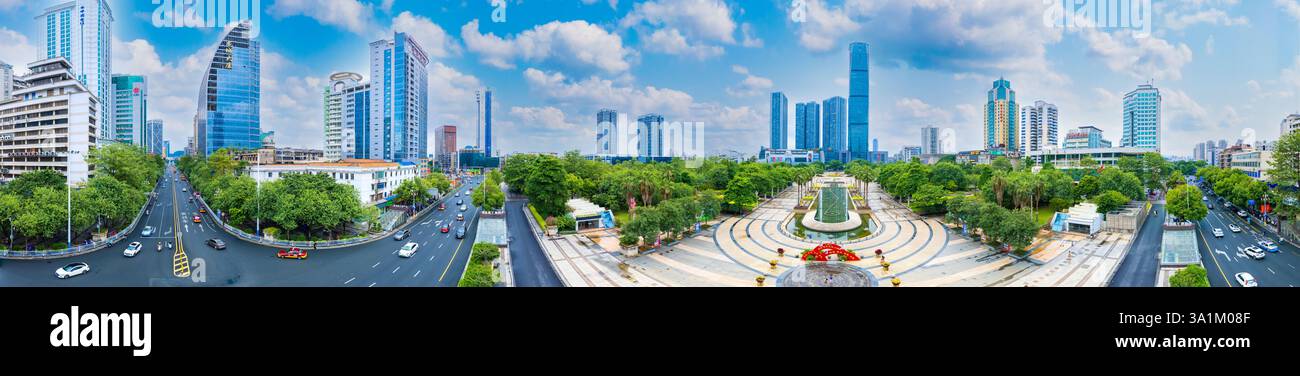 Ambiente urbano di Piazza del popolo, Liuzhou, Guangxi, Cina Foto Stock