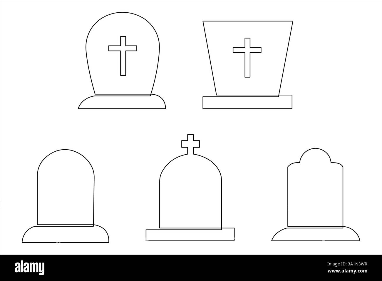 Gravestone R.I.P continua una linea disegno d'arte di Halloween, tomba, cimitero, morte, giorno commemorativo Illustrazione Vettoriale