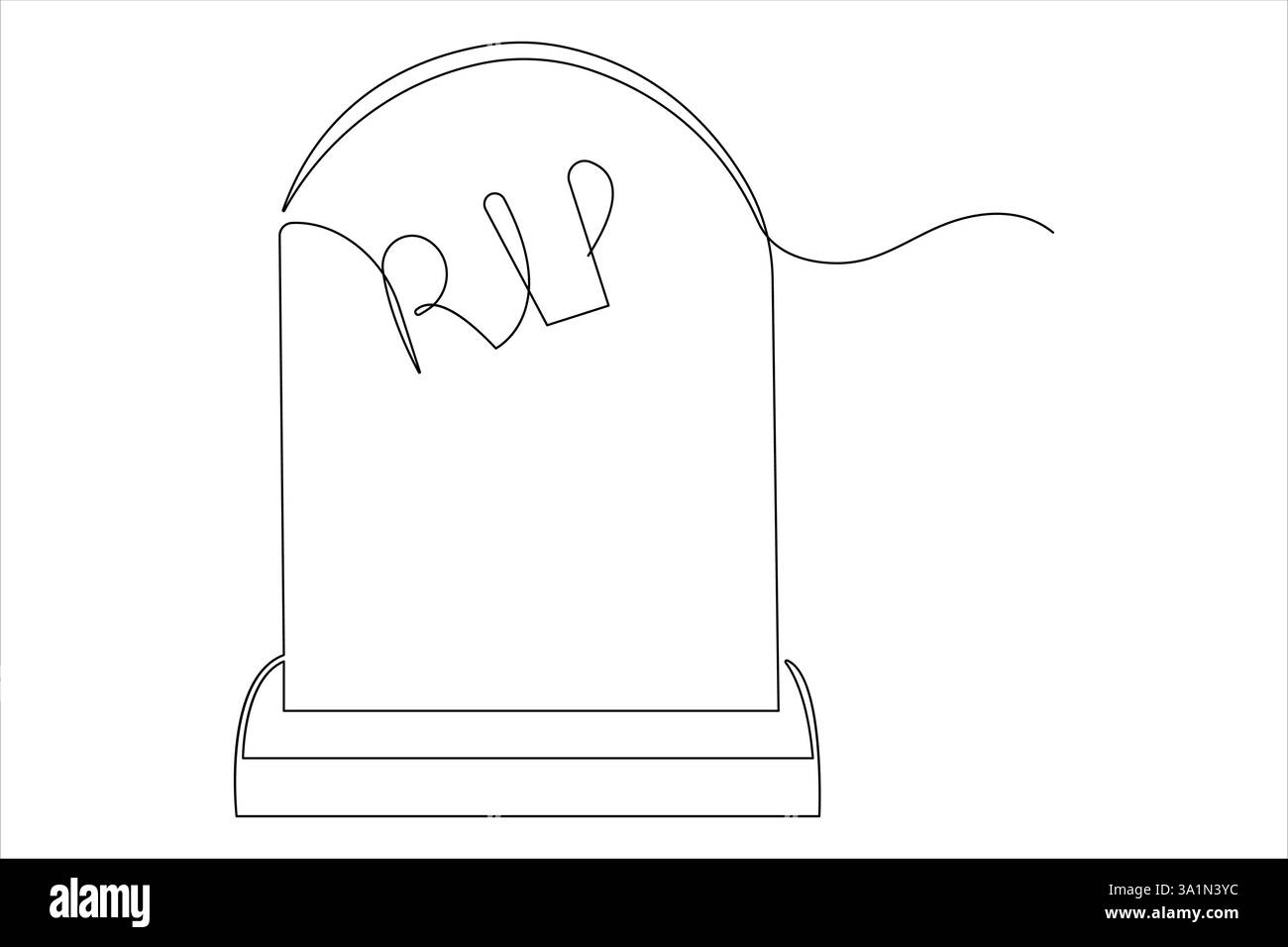 Gravestone R.I.P continua una linea disegno d'arte di Halloween, tomba, cimitero, morte, giorno commemorativo Illustrazione Vettoriale