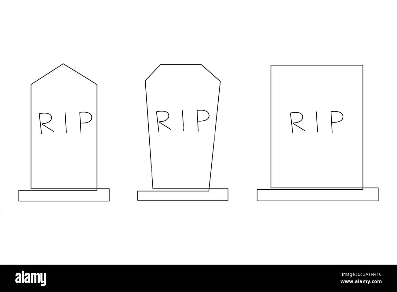 Gravestone R.I.P continua una linea disegno d'arte di Halloween, tomba, cimitero, morte, giorno commemorativo Illustrazione Vettoriale