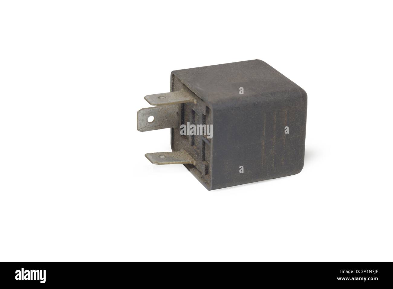 relè luci per auto, 3 pin, isolato su sfondo bianco, con percorso di ritaglio Foto Stock