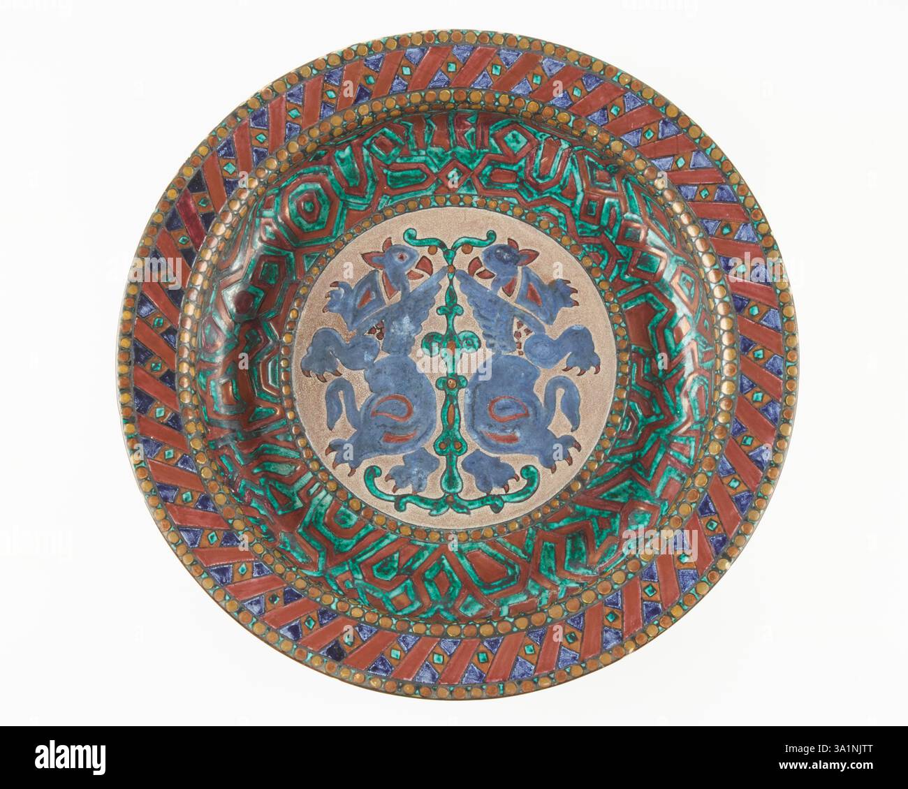 Grande bacino in stile islamico antico Fenice Albisola manlio trucco anni '1920-'30 Foto Stock